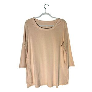 NWT J. Jill Pima 3/4 Sleeve Scoop Neck Tee Cameo Rose Pink 100% Pima Cotton 1X
